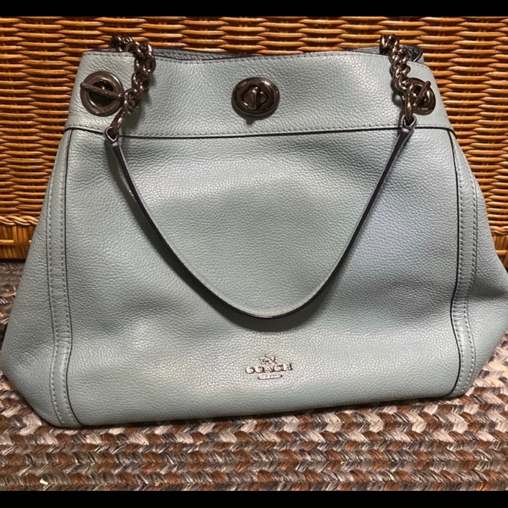 Beautiful baby blue coach purse
